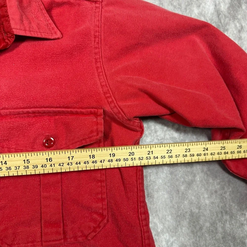 Vintage 80s Eddie Bauer Men Red Chamois Cloth Shirt Medium Long Sleeve Button Up